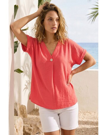 Roman Pleat Front V-Neck Top