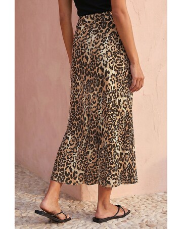 Roman Leopard Print A-Line Midi Skirt