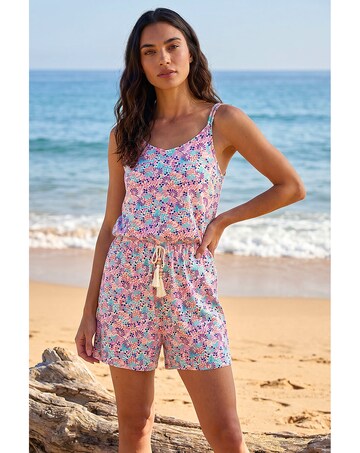 Roman Confetti Print Tassel Tie Playsuit