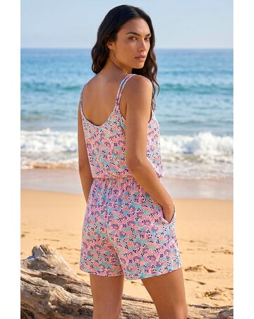Roman Confetti Print Tassel Tie Playsuit