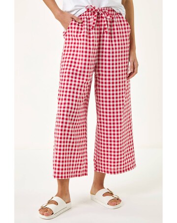 Roman Gingham Tie Waist Cropped Trouser