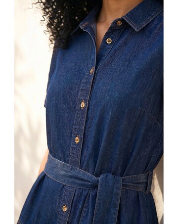 Roman Denim Tiered Cotton Midi Dress