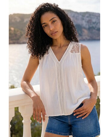 Roman Cotton Lace Yoke Vest