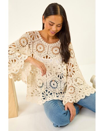 Roman Petite Crochet Flare Sleeve Top