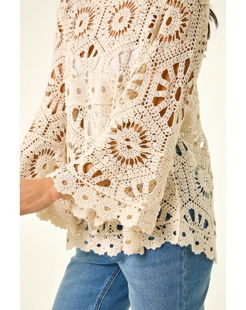 Roman Petite Crochet Flare Sleeve Top