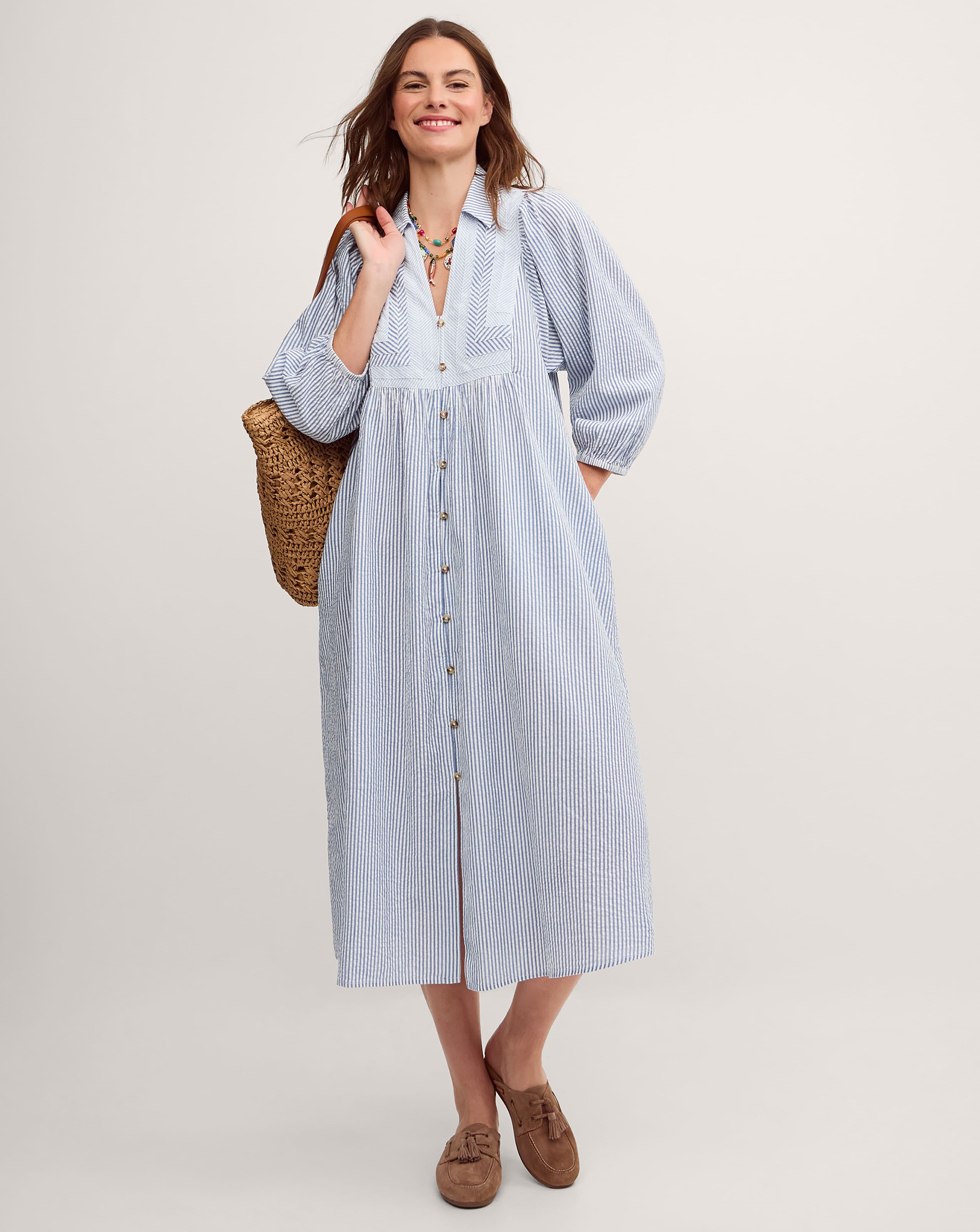 New In - Monsoon Callie Stripe Midi Shirt Dress