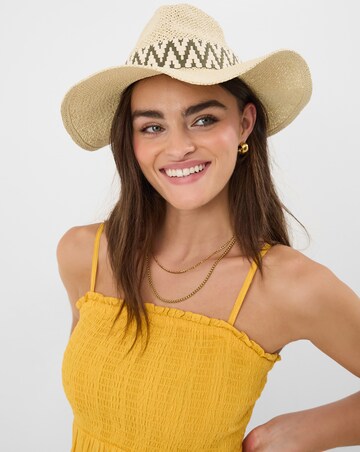 Accessorize Chevron Straw Fedora Hat