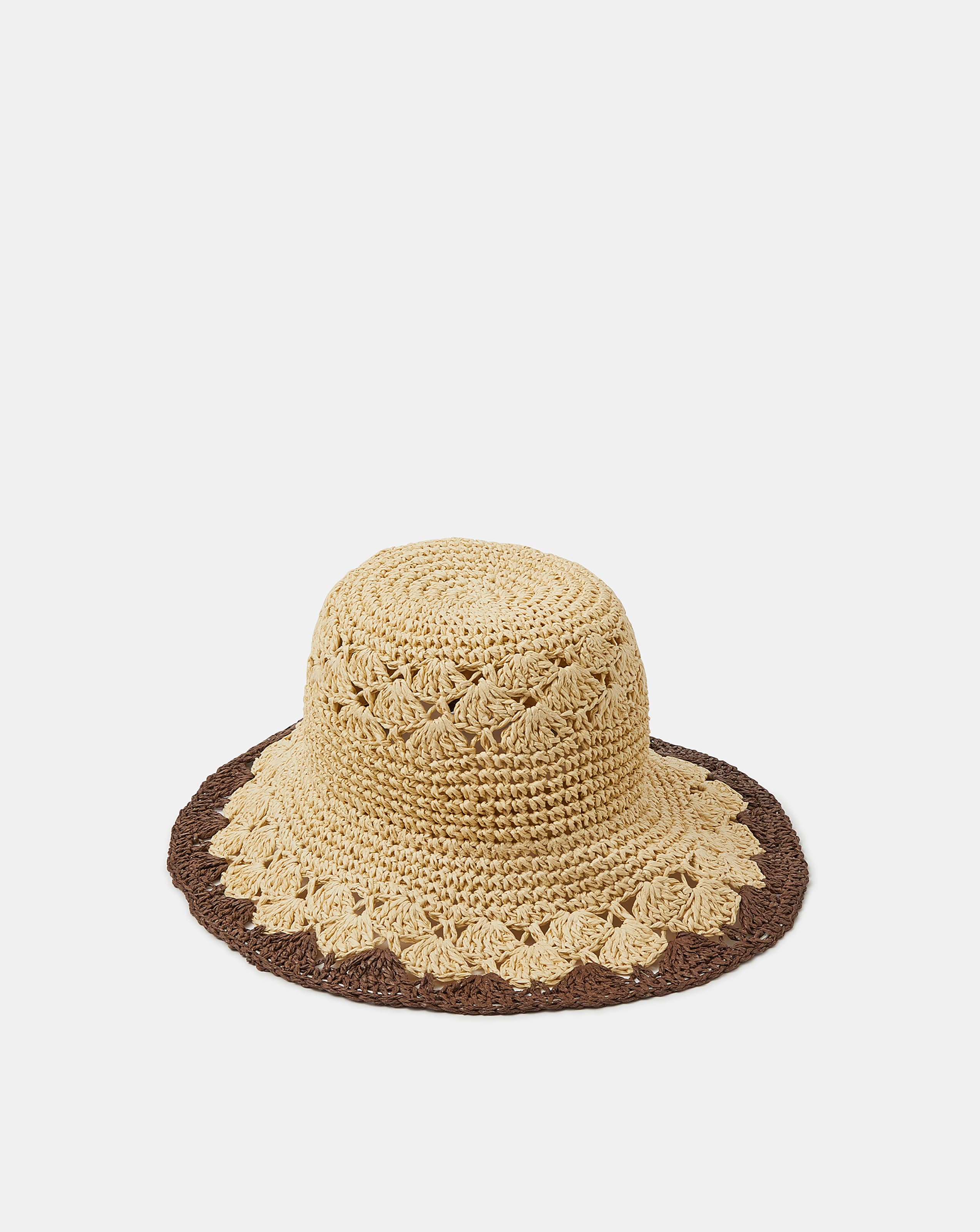 New In - Accessorize Crochet Straw Bucket Hat