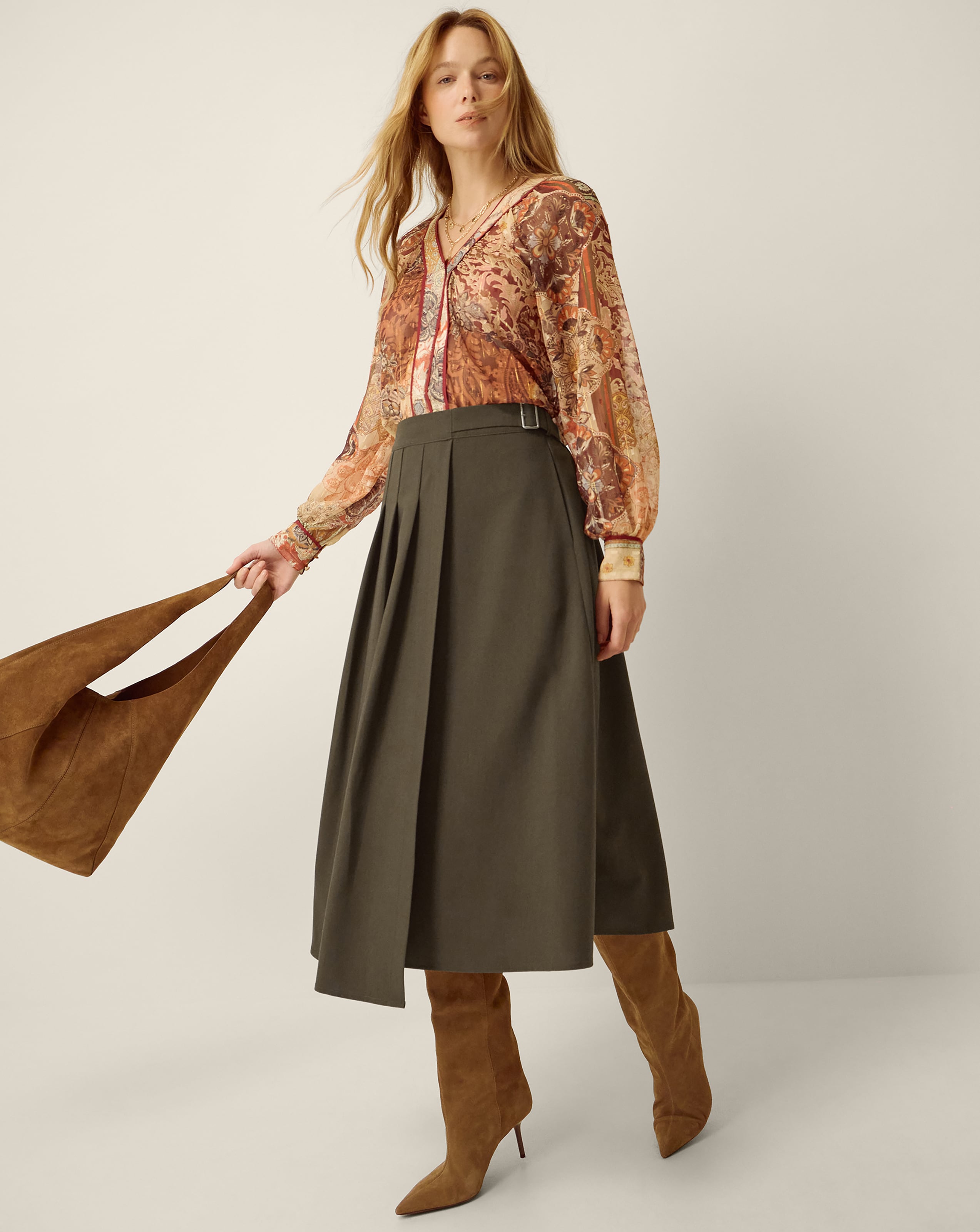 New In - Monsoon Jillian Kilt Midi Skirt