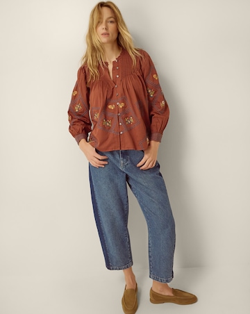 Monsoon Sadie Embroidered Pintuck Blouse