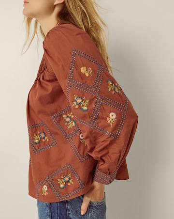 Monsoon Sadie Embroidered Pintuck Blouse