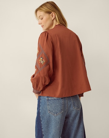 Monsoon Sadie Embroidered Pintuck Blouse