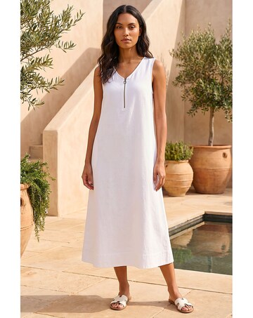 Roman Zip Front Sleeveless Midi Dress