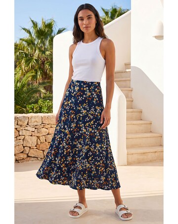 Roman Ditsy Floral Elastic Waist Skirt