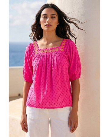 Roman Embroidered Textured Top