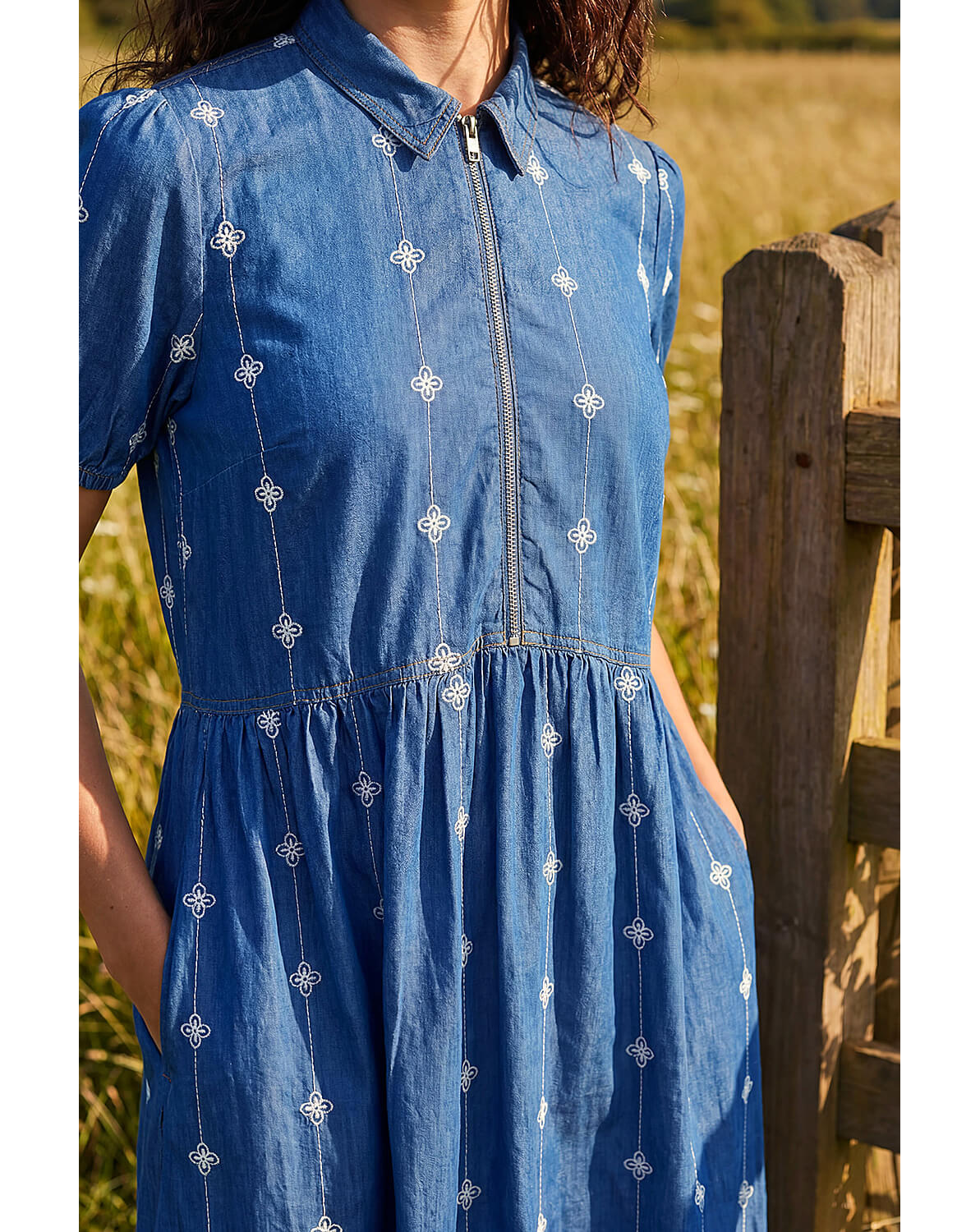 Roman Embroidered Zip Detail Dress | Ambrose Wilson