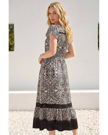 Roman Paisley Print Buttoned Midi Dress