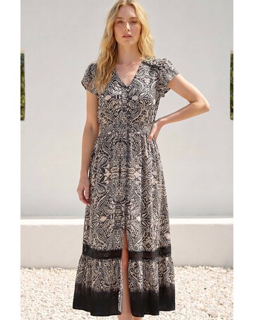 Roman Paisley Print Buttoned Midi Dress
