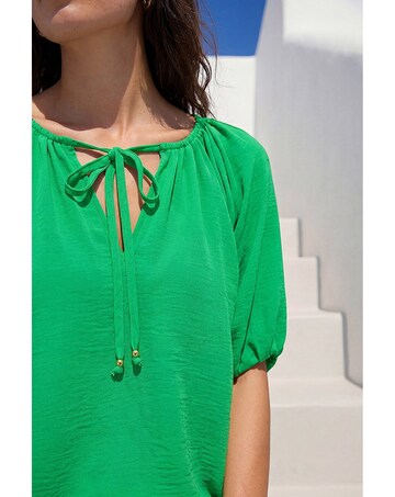 Roman Tie Front Raglan Sleeve Top