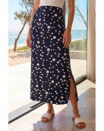 Roman Spot Print Stretch Maxi Skirt