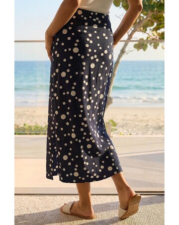 Roman Spot Print Stretch Maxi Skirt
