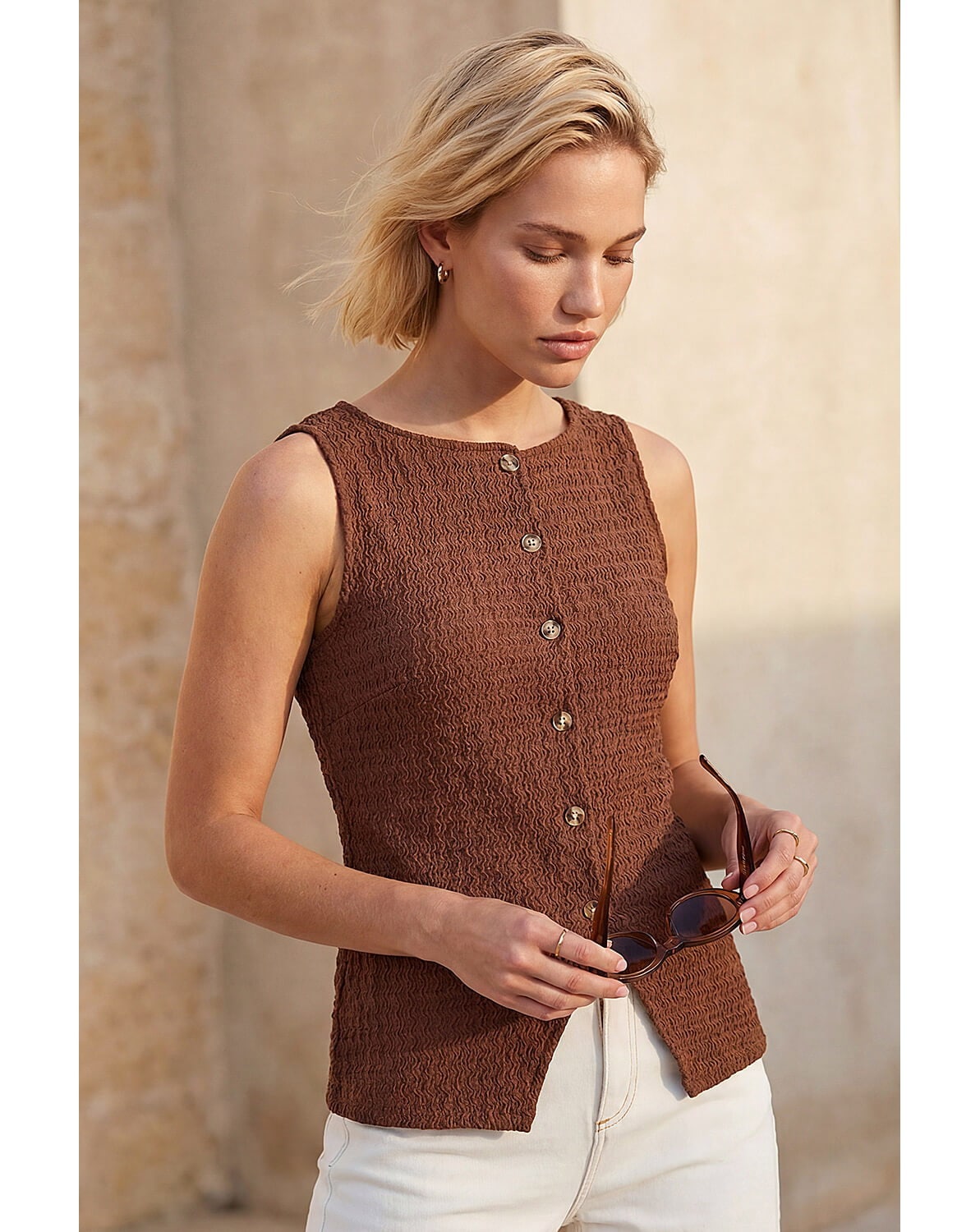 New In - Roman Buttoned Stretch Blouse