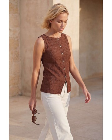 Roman Buttoned Stretch Blouse