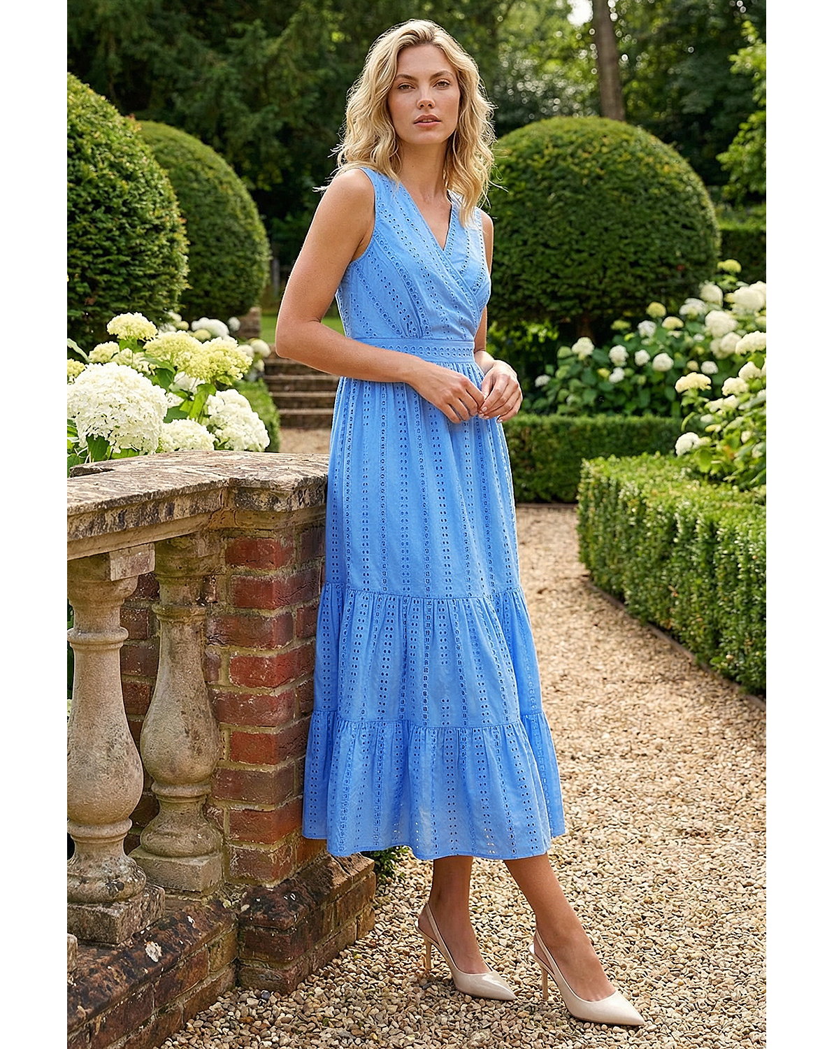 New In - Roman Embroidered V-Neck Midi Dress
