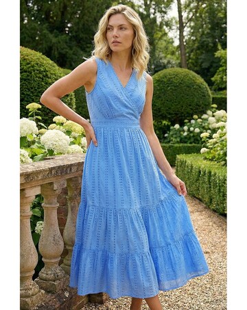 Roman Embroidered V-Neck Midi Dress