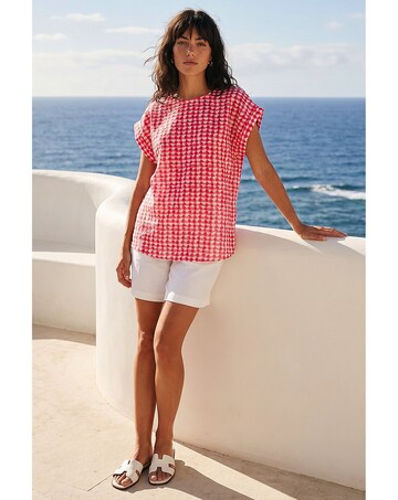 Roman Spotted Dot Print Shell Top