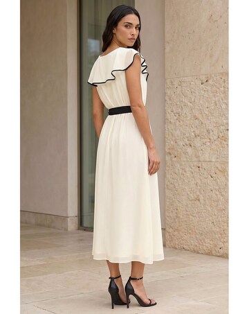 Roman Frill Contrast Tipped Midi Dress