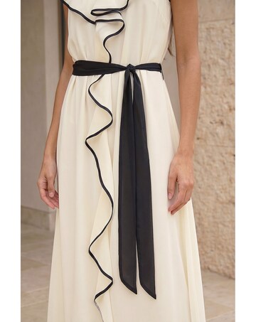 Roman Frill Contrast Tipped Midi Dress