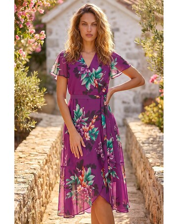Roman Floral Print Wrap Dress