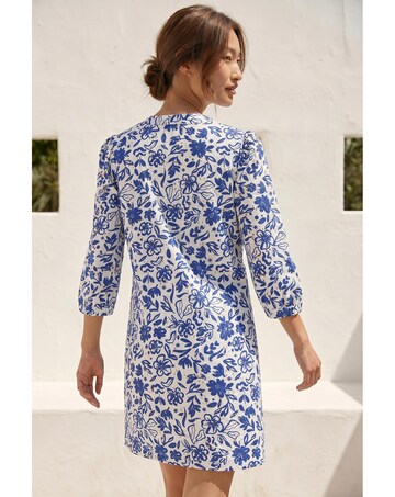 Roman Floral Print V-Neck Shirt Dress