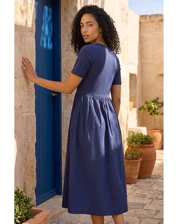 Roman Buttoned Pocket Stretch Midi Dress