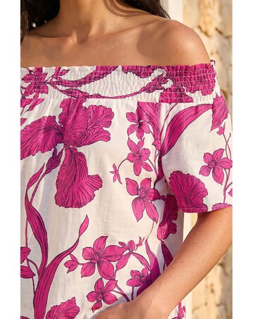 Roman Floral Print Bardot Top