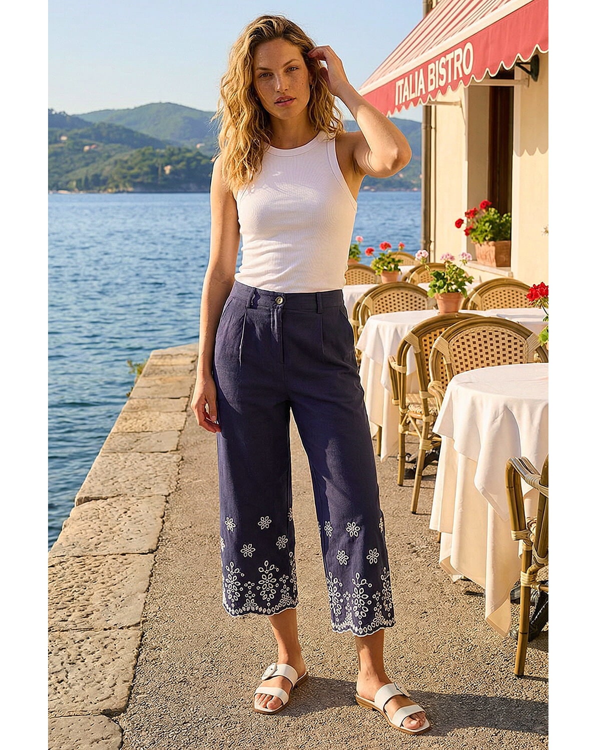 New In - Roman Broderie Cotton Culottes
