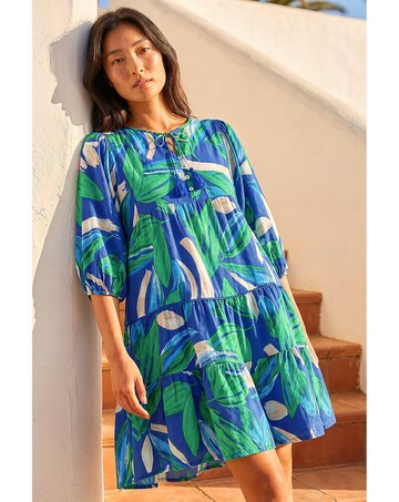 Roman Petite Tiered Tie Front Dress