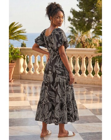 Roman Dotted Leaf Print Midi Dress