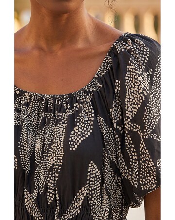 Roman Dotted Leaf Print Midi Dress