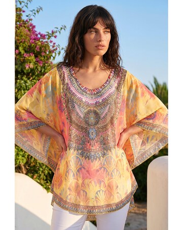Roman Abstract Embellished Overlay Top