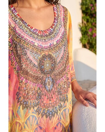 Roman Abstract Embellished Overlay Top