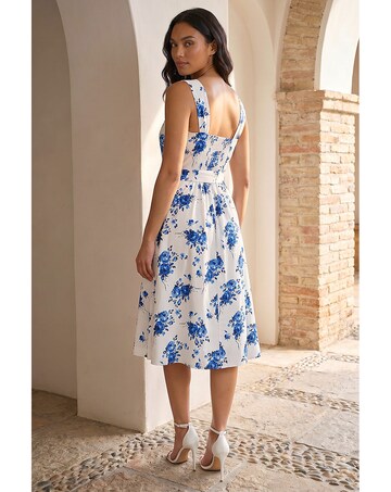Roman Floral Tie Waist Midi Dress