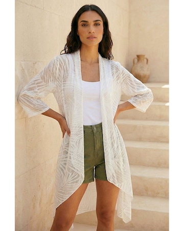 Roman Mesh Burnout Longline Kimono