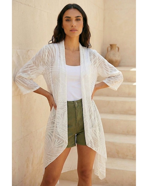 Roman Mesh Burnout Longline Kimono