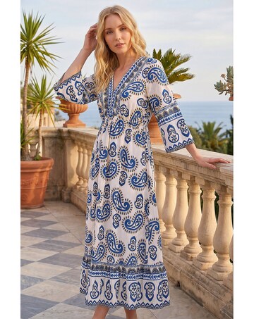 Roman Paisley Border Midi Dress