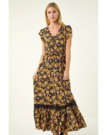 Roman Floral Buttoned Maxi Dress