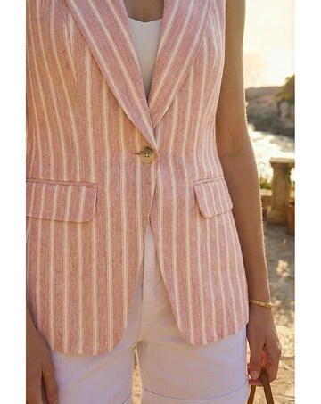 Roman Stripe Longline Waistcoat
