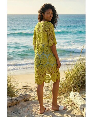 Roman Crochet Longline Knit Cardigan