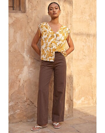 Roman Floral Hotfix Tie Blouse